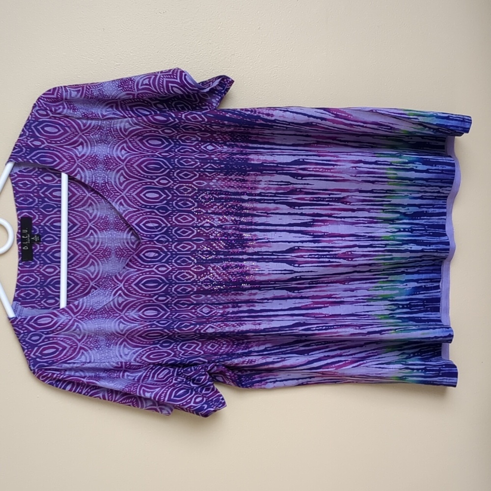 Size X Tee Shirt Short Sleeve Purple T-Shirt Bling B.L.E.U. Woman